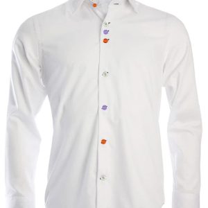 Men's Formal Shirt Men Italian Shirt Designer Great Quality Regular Fit White With Floral Contrast