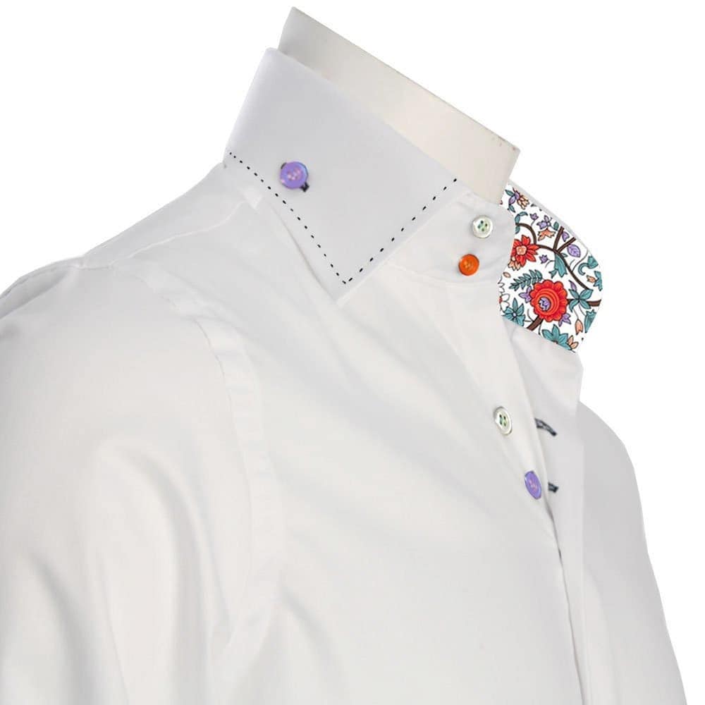 Men's Formal Shirt Men Italian Shirt Designer Great Quality Regular Fit White With Floral Contrast