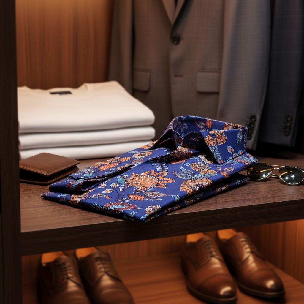 Men's Formal Shirt Men Italian Shirt Designer Great Quality Slim Fit Blue Paisley